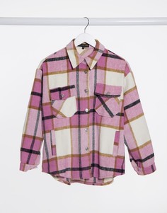 Розовая oversize-рубашка в клетку Love & Other Things-Оранжевый