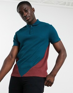 Футболка-поло в стиле колор-блок с вафельной текстурой ASOS DESIGN-Бежевый