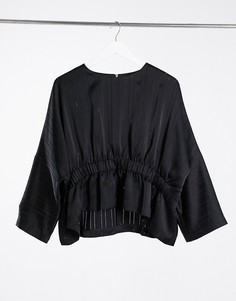 Черный топ со сборками спереди Ted Baker Kimilla