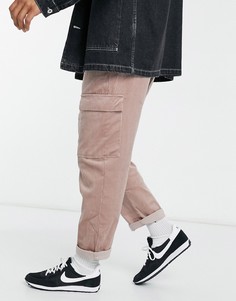 Свободные укороченные вельветовые брюки-карго ASOS DESIGN-Розовый