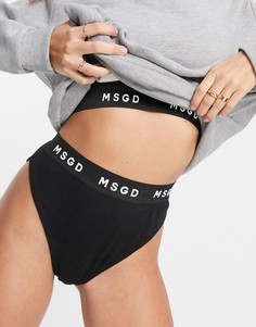 Черные трусы в рубчик с высокой посадкой от комплекта Missguided-Черный