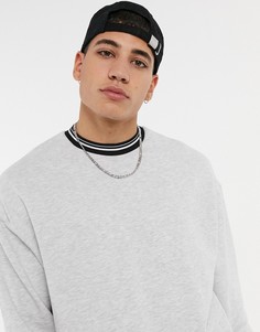 Белый меланжевый свитшот в стиле oversized с контрастной отделкой ASOS DESIGN