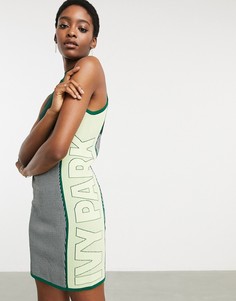 Темно-зеленое трикотажное платье миди с высоким воротом adidas x IVY PARK-Зеленый