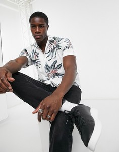 Рубашка с короткими рукавами и тропическим принтом Jack & Jones-Белый