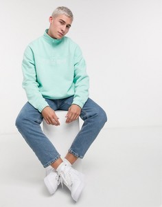 Oversized-свитшот зеленого мятного цвета с короткой молнией и надписью ASOS DESIGN-Зеленый