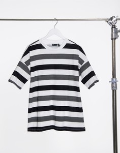 Свободная футболка с монохромными полосками ASOS DESIGN-Черный