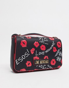 Черная сумка через плечо с принтом губ Love Moschino-Черный
