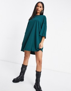 Платье-футболка в стиле oversized темно-зеленого цвета ASOS DESIGN-Зеленый