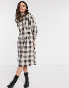 Клетчатое платье-рубашка в стиле oversized GANT-Кремовый