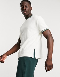 Свободная футболка из фактурной ткани с контрастной окантовкой ASOS DESIGN-Белый