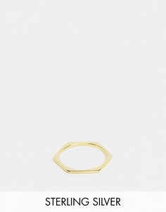 Кольцо из стерлингового серебра с позолотой в виде шестигранника ASOS DESIGN-Золотистый