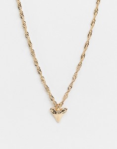Золотистое ожерелье с подвеской в виде акульего зуба Topshop-Золотистый