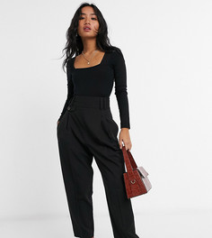 Черное боди с длинными рукавами и квадратным вырезом ASOS DESIGN Petite-Черный