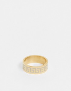 Золотистое кольцо из нержавеющей стали с извилистым дизайном Topman-Многоцветный