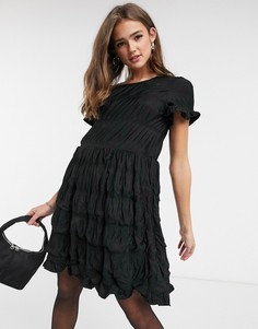 Черное платье мини со сборками Pieces Andrea-Черный