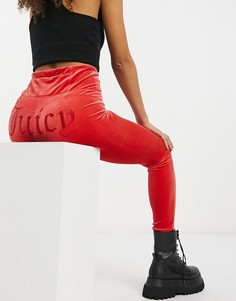 Красные велюровые леггинсы от комплекта Juicy Couture-Красный