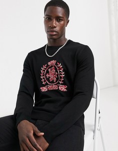 Джемпер с круглым вырезом и вышитым фирменным гербом Tommy Hilfiger Collections-Черный