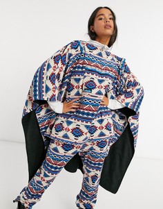 Разноцветное пончо с ацтекским принтом Kavu Hibernator-Многоцветный