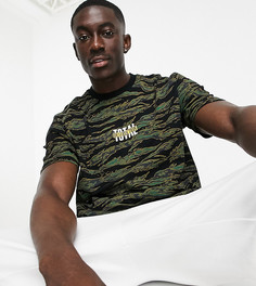 Камуфляжная футболка в стиле oversized Topman exclusive @ ASOS-Зеленый