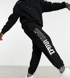 Черные джоггеры с принтом по бокам Topman эксклюзивно для ASOS-Черный