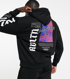 Худи от комплекта черного цвета в стиле oversized с принтом на спине Topman эксклюзивно для ASOS-Черный