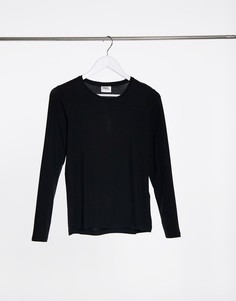 Черный топ с длинными рукавами и круглым вырезом Vero Moda