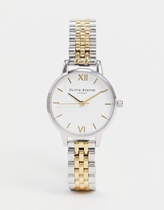 Часы с белым циферблатом и браслетом из металла разных цветов Olivia Burton-Многоцветный