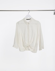 Кремовая рубашка с завязками спереди Vero Moda-Кремовый