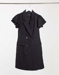 Черное платье-блейзер с оборками на плечах Vero Moda-Черный