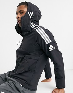 Худи черного цвета на молнии с 3 полосками adidas ZNE-Черный