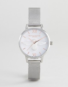 Серебристые часы с пчелой и отделкой цвета розового золота Olivia Burton OB16AM146 3D-Серебряный