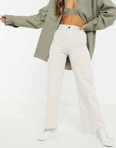 Широкие брюки Bershka-Кремовый