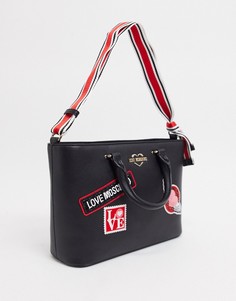 Черная сумка-тоут с нашивками Love Moschino-Черный