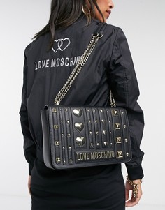 Черная сумка на плечо с заклепками Love Moschino Love and More-Черный