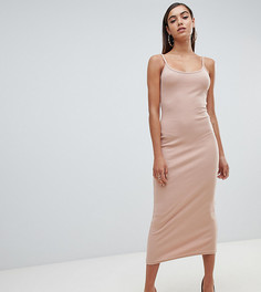 Платье миди в рубчик Missguided-Бежевый