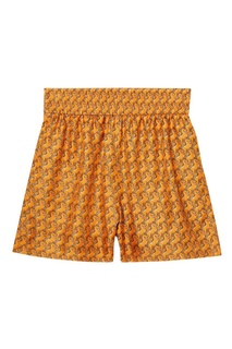Оранжевые шорты из шелка с принтом Unicorn Burberry