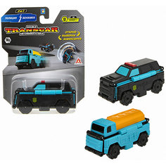 Машинка-трансформер 1Toy Transcar Double Полиция/бензовоз, 8 см
