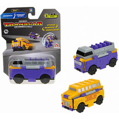 Машинка-трансформер 1Toy Transcar Double Даблдэккер/школьный автобус, 8 см