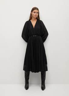 Миди-платье с плиссировкой - Nash Mango