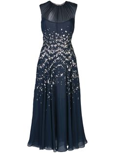 Oscar de la Renta шифоновое платье A-силуэта с бисером