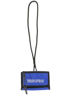 Marcelo Burlon County of Milan LOGO ZIP NECK POUCH BLUE WHITE