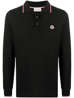 Moncler рубашка поло с нашивкой-логотипом