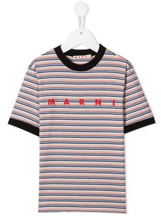 Marni Kids футболка в полоску с логотипом