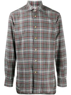 Kiton клетчатая рубашка с длинными рукавами
