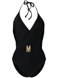 Moschino купальник с вырезом халтер и логотипом