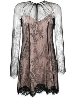 Blumarine кружевное платье мини с длинным рукавами