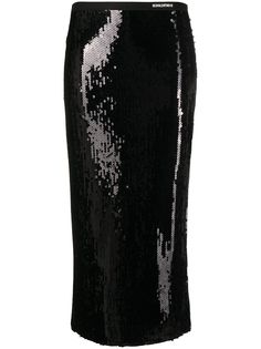 RedValentino юбка миди с пайетками и логотипом