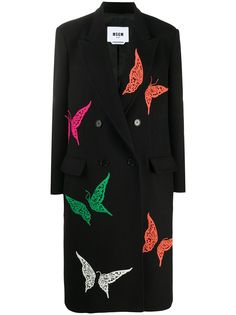 MSGM двубортное пальто с кружевом