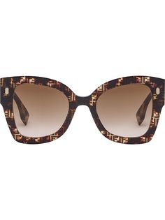 Fendi Eyewear солнцезащитные очки Havana с логотипом FF