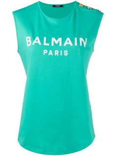 Balmain топ без рукавов с пуговицами и логотипом